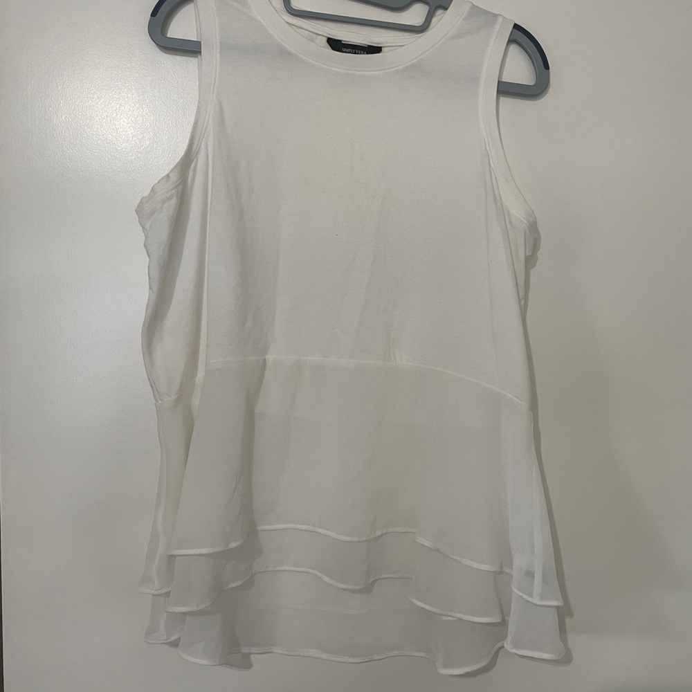 Simply Vera Vera Wang White Sleeveless Peplum Layered Blouse